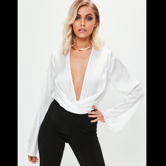 white satin bodysuit